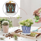 Small Ceramic Pots for Plants, 4.7 inch Blue and White Plant Pot Indoor - Image 4