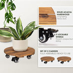 Idzo 2pack Wood Plant Caddy - Image 2