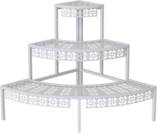 3 Tier Plant Stand Semi-Circular Flower Pot Organizer Rack Quarter Round Plant by Garden4you