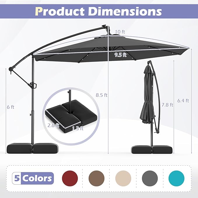 Tangkula 10ft Solar LED Patio Umbrella - Image 4