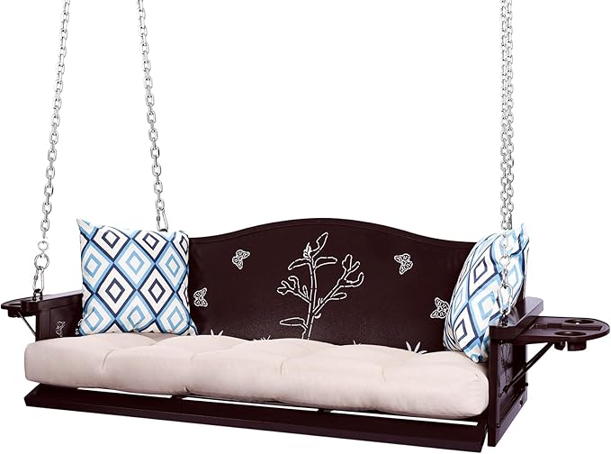 3-Seat Metal Porch Swing 900 LBS Heavy Duty Hanging Bench by zzw