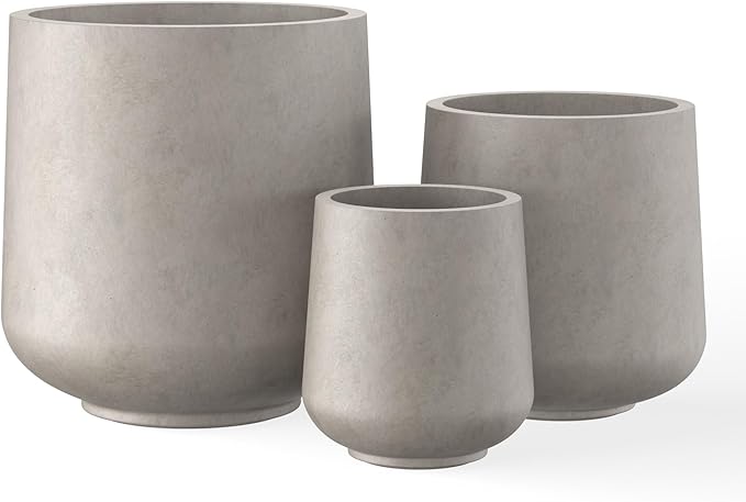 Kante 15.3"+11.6"+8.2" Dia Round Concrete Planter, Large Outdoor Indoor Planter by Kante