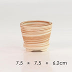 Sun-E 6 in Set 7.6 cm Ceramic Wooden Pattern Succulent Plant Pot Cactus Plant - Image 3