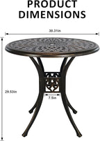 30.31" Outdoor Patio Dining Table, Cast Aluminum Patio Bistro Table, Round - Image 3
