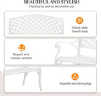 VINGLI 40.5" Patio Garden Bench, Anti- Rust Cast Iron Cast Aluminum Frame - Image 4
