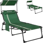 KingCamp Tanning Chair with Face Hole, Lounge Chairs Outdoor Folding Comfy by KingCamp