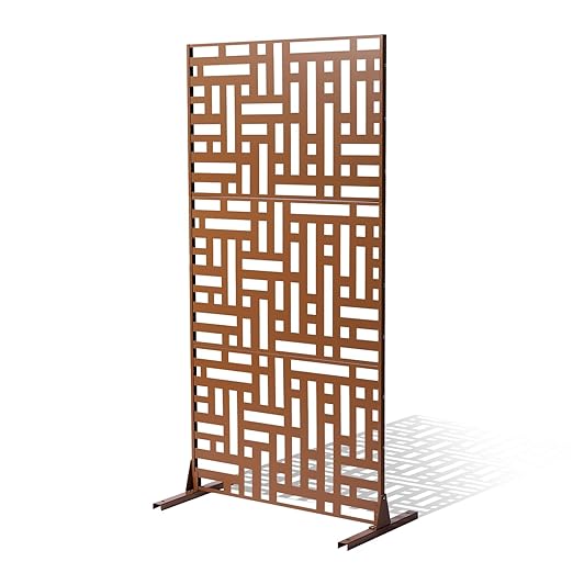 VEVOR Metal Privacy Screen, Outdoor Privacy Screens 3-Panel, Freestanding by VEVOR