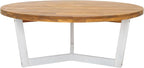 SAFAVIEH Outdoor Collection Leo Natural/White 3-Leg Round Coffee Table - Image 4