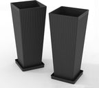 Tall Planters for Outdoor Plants Set of 2, 23.6" Large Taper Flower Plant Pots by Unknown