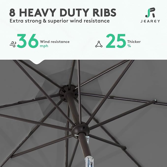 JEAREY 9FT Outdoor Patio Umbrella Outdoor Table Umbrella - Image 5