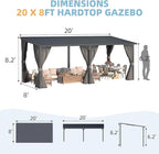 AECOJOY 20'x8' Outdoor Hardtop Metal Gazebo - Image 6