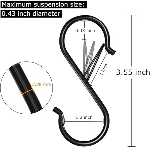 48 Pack S Hooks for Hanging, 3.5 inch Heavy Duty Metal S Hooks - Image 2