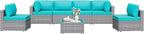 Shintenchi 7 Pieces Outdoor Patio Furniture Sets, Patio Sectional Sofa Couch by Shintenchi