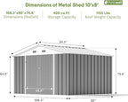 Patiowell 10 x 8 FT Outdoor Storage Shed, Large Garden Tool Metal Shed - Image 4