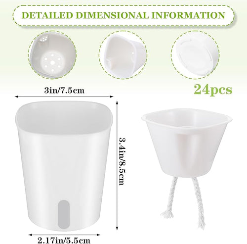 24 Pcs Self Watering Pots for Indoor Plants, 3 Inch White Plastic Self Watering - Image 2