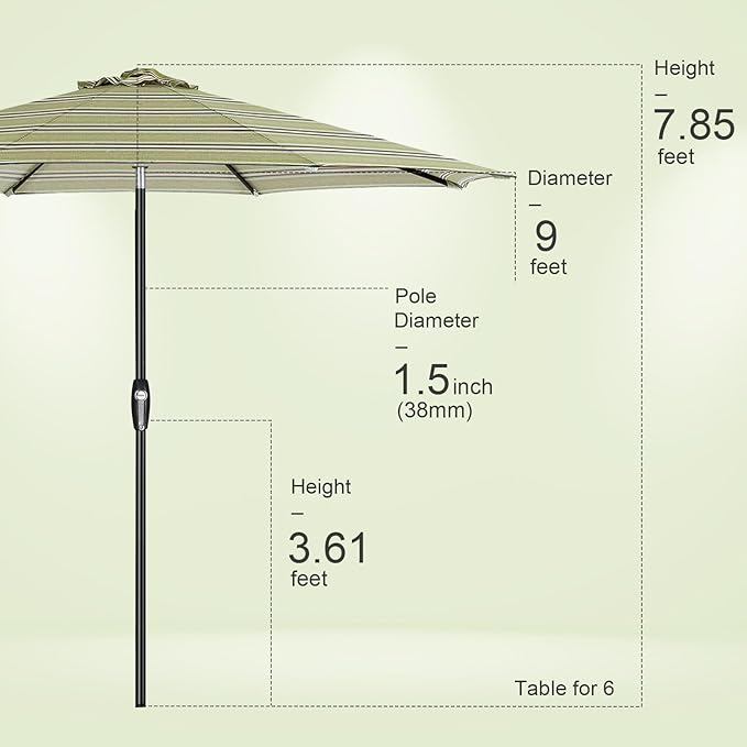 Tempera Patio Market Outdoor Table Umbrella - Image 8