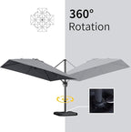 PURPLE LEAF 9' X 11.5' Patio Umbrella Outdoor Cantilever Rectangle Umbrella - Image 7