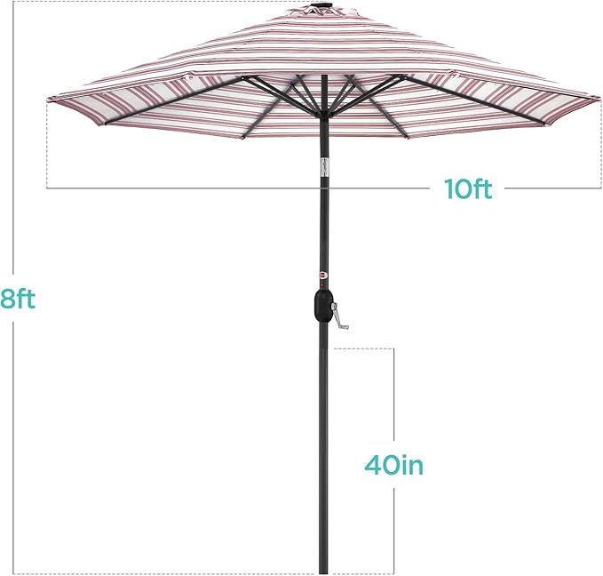 Best Choice Products 10ft Solar Polyester LED Lighted Patio Umbrella w/Tilt - Image 7