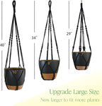 3 Pack Self Watering Hanging Planters Macrame Plant Hangers - Image 2