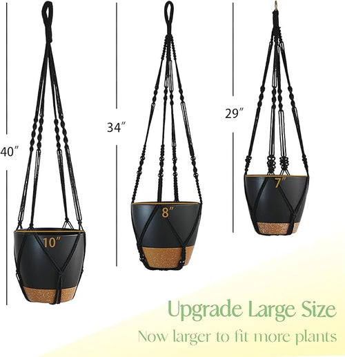 3 Pack Self Watering Hanging Planters Macrame Plant Hangers - Image 2