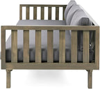 Merax Solid Acacia Wood Couch Chaise Lounge Chair Indoor, 3 Seater Daybed Sofa - Image 8