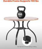 VEVOR Outdoor Patio Dining Table, 41 inch Round Wood-Like Steel Slat Backyard - Image 5