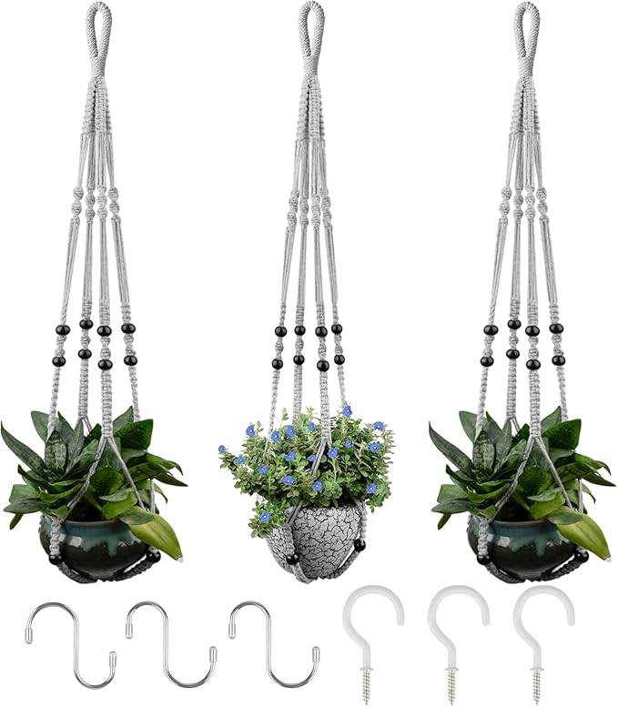 RIFNY Macrame Plant Hanger for 5 to 10 Inch Plant Pots, 35 Inch Indoor Handmade by RIFNY