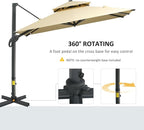 Outsunny 10ft Offset Patio Umbrella, Hanging Cantilever Umbrella, Square Shape - Image 4