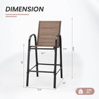 HOMREST Outdoor Bar Height Stools Set of 8, High Back Patio Chairs - Image 3