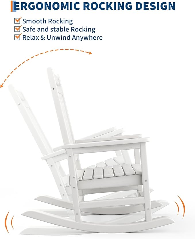 GarveeLife Poly Lumber Rocking Chair Outdoor Set of 6 - Image 4