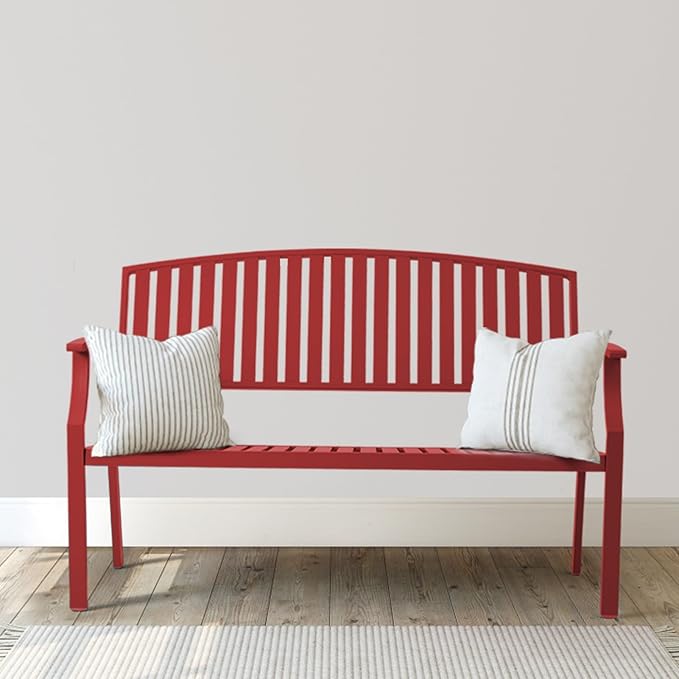 Outdoor Bench Weatherproof Aluminum Patio Garden Bench, Patio Loveseat by Eongdn