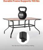 VEVOR Outdoor Patio Dining Table, 59 inch Long Rectangular Wood-Like Steel Slat - Image 6