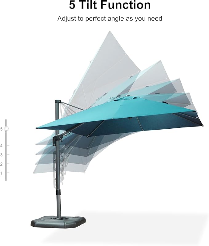 PURPLE LEAF 10' X 10' Left-right Tilting Patio Umbrella Outdoor Cantilever - Image 8