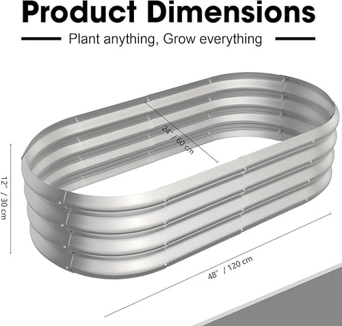 4x2x1ft Oval Galvanized Raised Garden Bed Outdoor 9-in-1 Large Metal Modular - Image 2