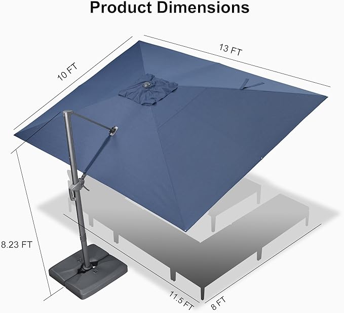 PURPLE LEAF 10' X 13' Rectangle Cantilever Umbrella - Image 9