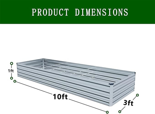 10×3×1FT Galvanized Raised Garden Bed Kit, Metal Planter Boxes, Large Outdoor - Image 2