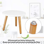 Uneedem Indoor Plant Stand, Wood Mid Century Modern Small Round Side Plant Table - Image 4