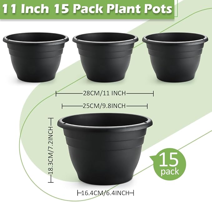 15 Pack 11 Inch Plant Pots - Image 2