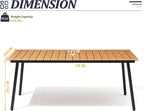 70" Patio Outdoor Dining Table for 4-6, Weather-Resistant Wood-Grain Top - Image 3