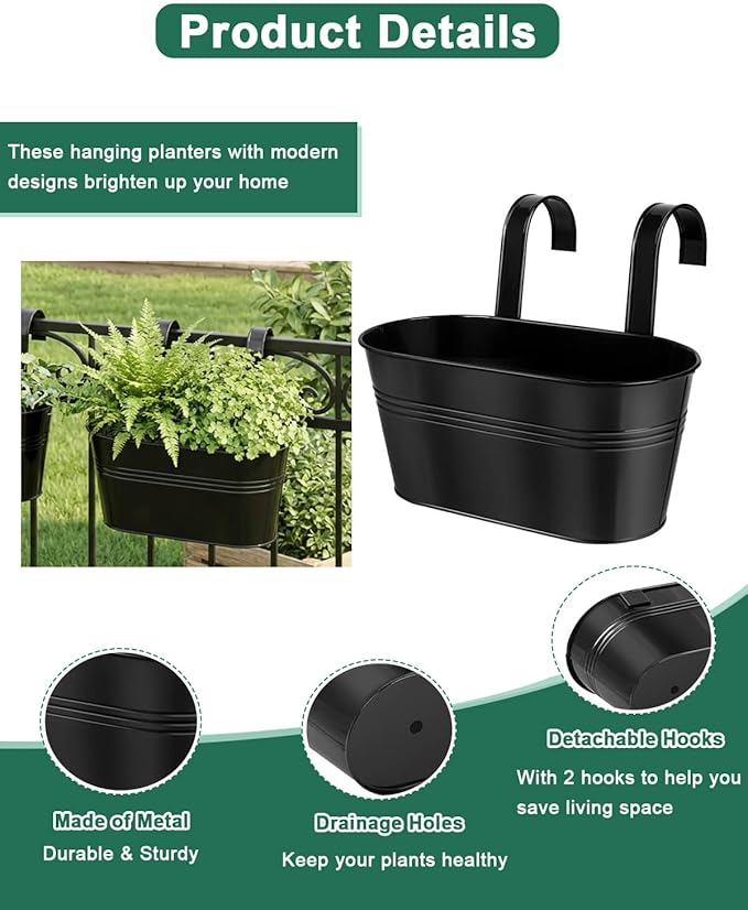 Metal Railing Planters for Outdoor Plants - Image 3