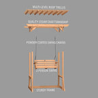 Backyard Discovery Callahan 8' x 5' Cedar Wood Outdoor Patio Pergola Swing Bench - Image 8