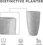 Kante 23.6" H Natural Concrete Finish Concrete Tall Planters Large Outdoor - Image 7