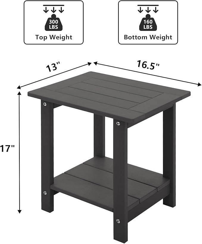 Double Adirondack Side Table Weather Resistant, Outdoor Rectangular End Table - Image 3