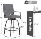 Patio Swivel Bar Stools Set of 2, Outdoor Bar Height Swivel Chairs - Image 3