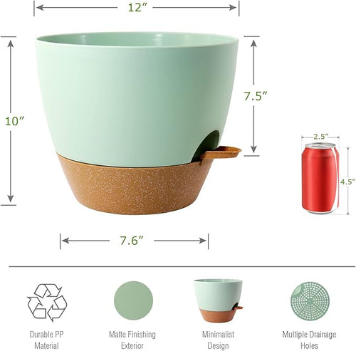 12inch 2Pack Large Self Watering Planters, Plastic Plant Pots - Image 2