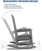 GarveeLife Outdoor Rocking Chair Set of 6, HDPE Weather Resistant Patio Rocking - Image 4