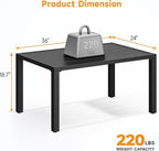 ONBRILL Outdoor Metal Coffee Table, 36 Inch Patio Black Coffee Table - Image 3