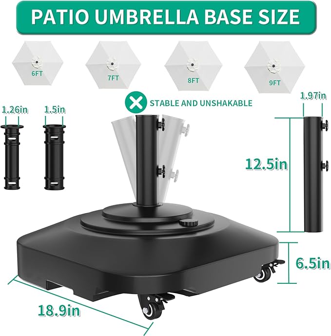 Umbrella Base with Wheels, Umbrella Stand Base Heavy Duty 100lb Windproof - Image 3