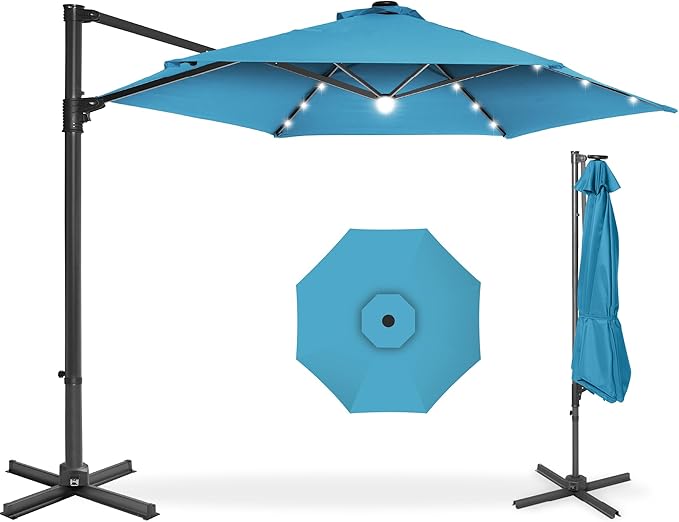 Best Choice Products 10ft Solar LED Offset Cantilever Hanging Market Patio by BestChoiceProducts