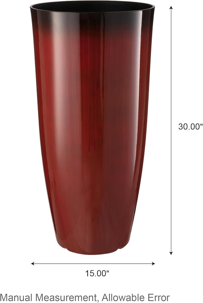 Glitzhome 30" H Oversized Tall Planter, Gradient Red Faux Ceramic Finish - Image 2
